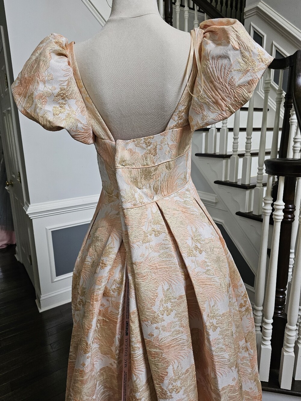 Floral Puff Sleeve Mac Duggal Maxi Dress.